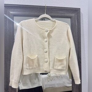 Women's Cream Button-Up Sweater